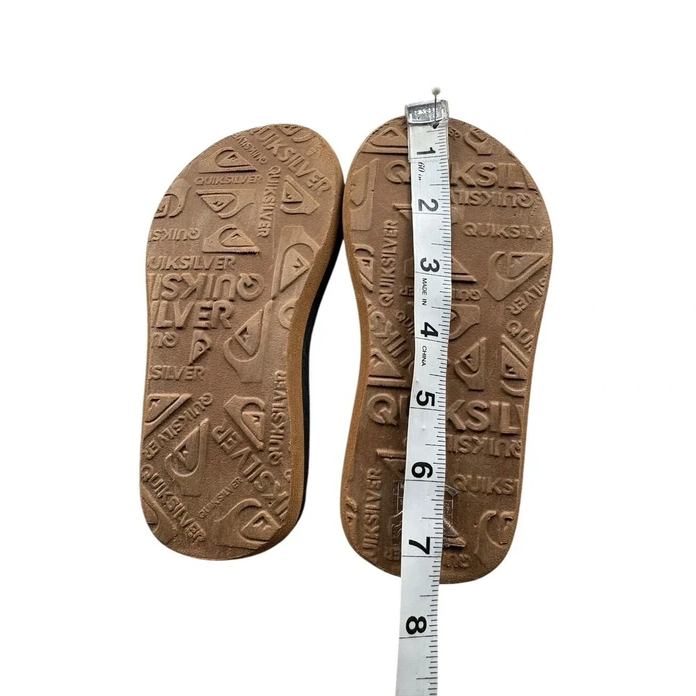 Quiksilver Boys Black Flip Flops Youth Sandals Size 7 Adjustable‎ Strap